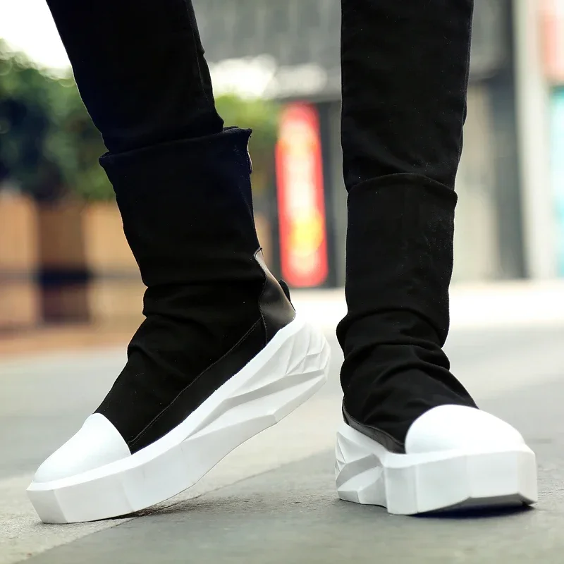 High Top 2025 Autumn New Men\'s Casual Shoes Fashion Slip On Man Sneakers Outdoor Comfort Trend Shoe Mid-Calf Men Boots Zipper 44