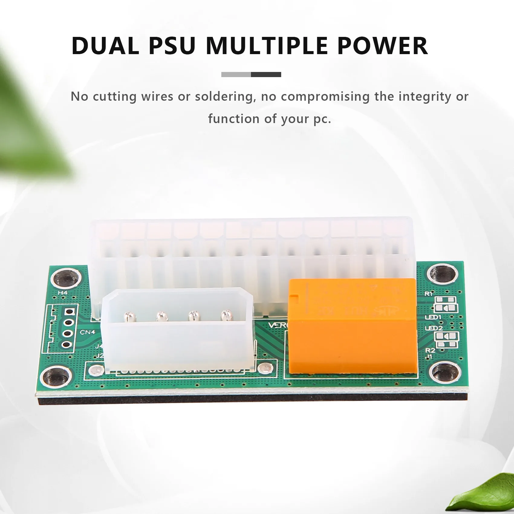 2 Pack Dual PSU Multiple Power Supply Adapter,Add2psu ATX 24 Pin To Molex 4Pin Connector For BTC Miner Top-Rated