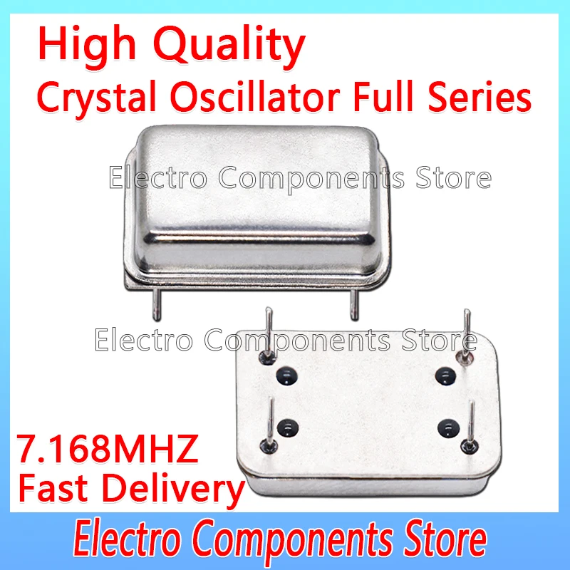 2PCS 7.168MHz 7.168M Active Crystal Oscillator OSC In-line DIP-4 Rectangular Clock Vibration Full Size 4Pin 3.3V 5V DIP14