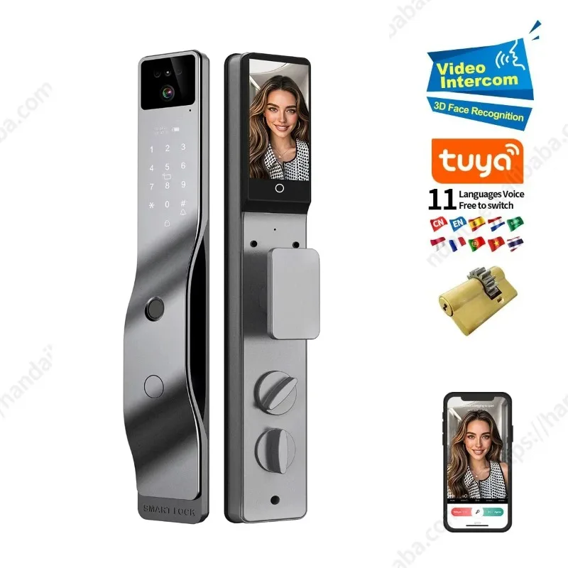 Face Recognition Smart Door Lock Israel Mortise Wifi Fingerprint Cerradura Tuya Inteligente Digital Lock With  cam era for Home