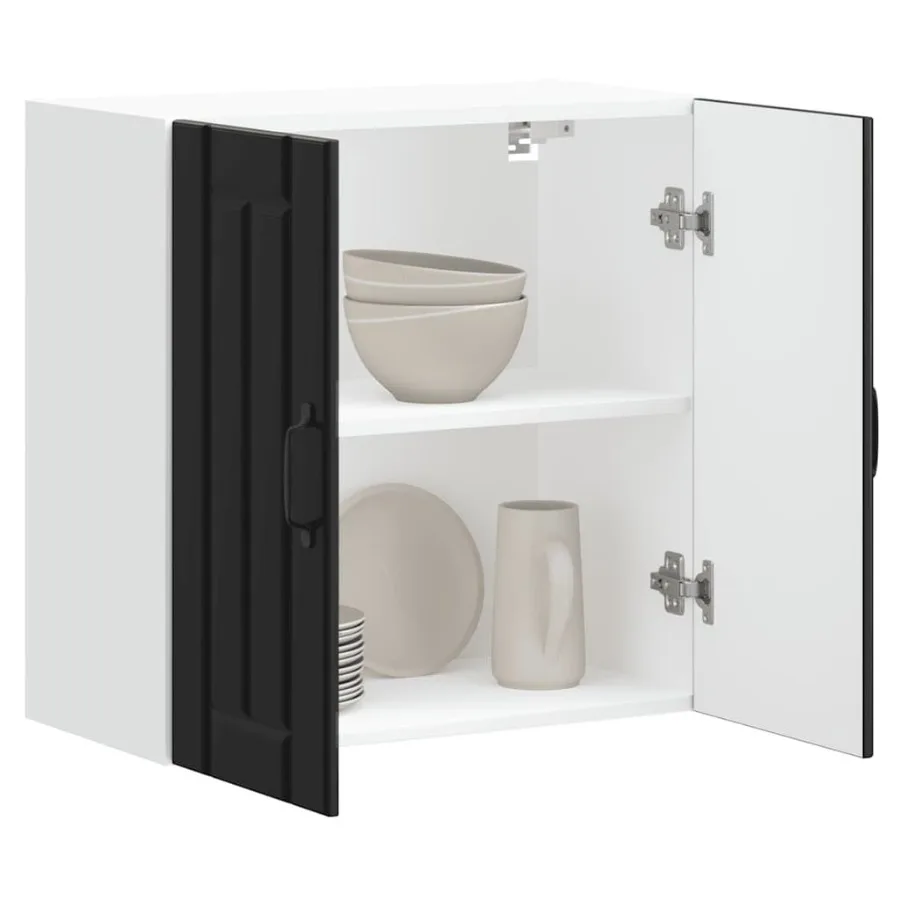 

Kitchen Wall Cabinet Black Engineered Wood Standard