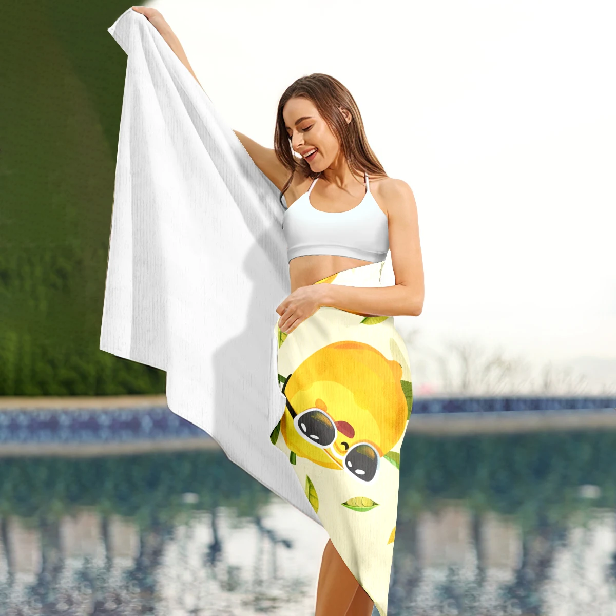 Lemon Beach Towel Oversized, Super Absorbent Sand Free Thick Microfiber Beach Towel,Beach Towels for Kids,Men,Women