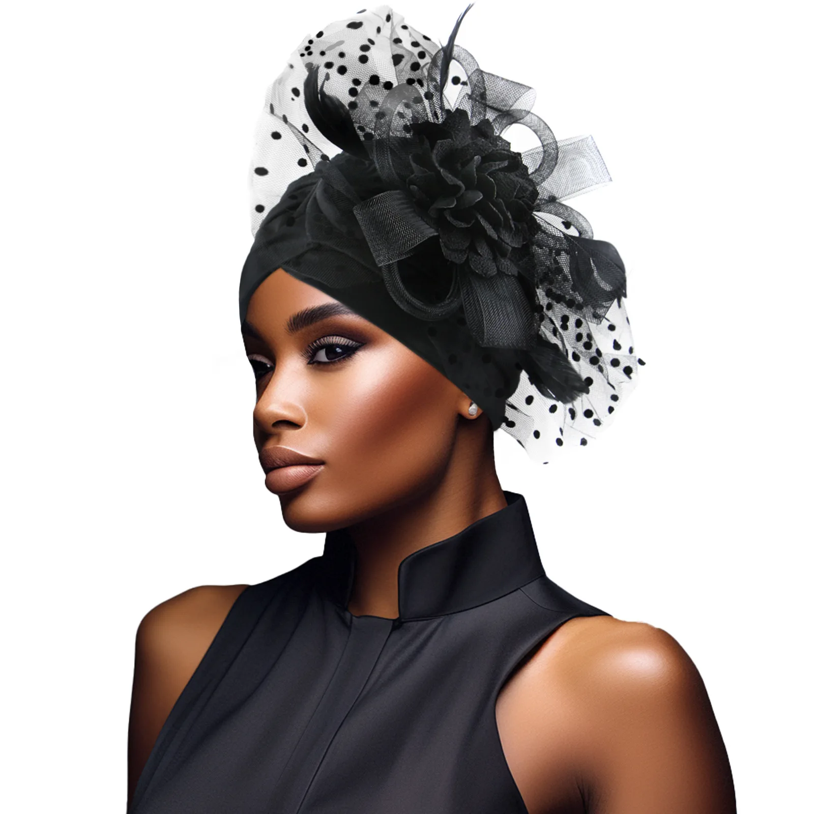 

Fashion Mesh Flower Turban Women Muslim Hijab Bonnet Pleated Headscarf Indian Hat Chemo Cap Hair Loss Head Wrap Turbante Mujer