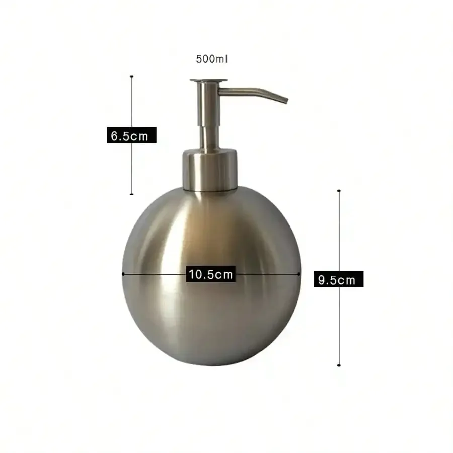 500ML Stainless Steel Spherical Liquid Soap Bottle Push Type Hand Sanitizer Dispenser Bottle Squeeze Bottle  Shampoo