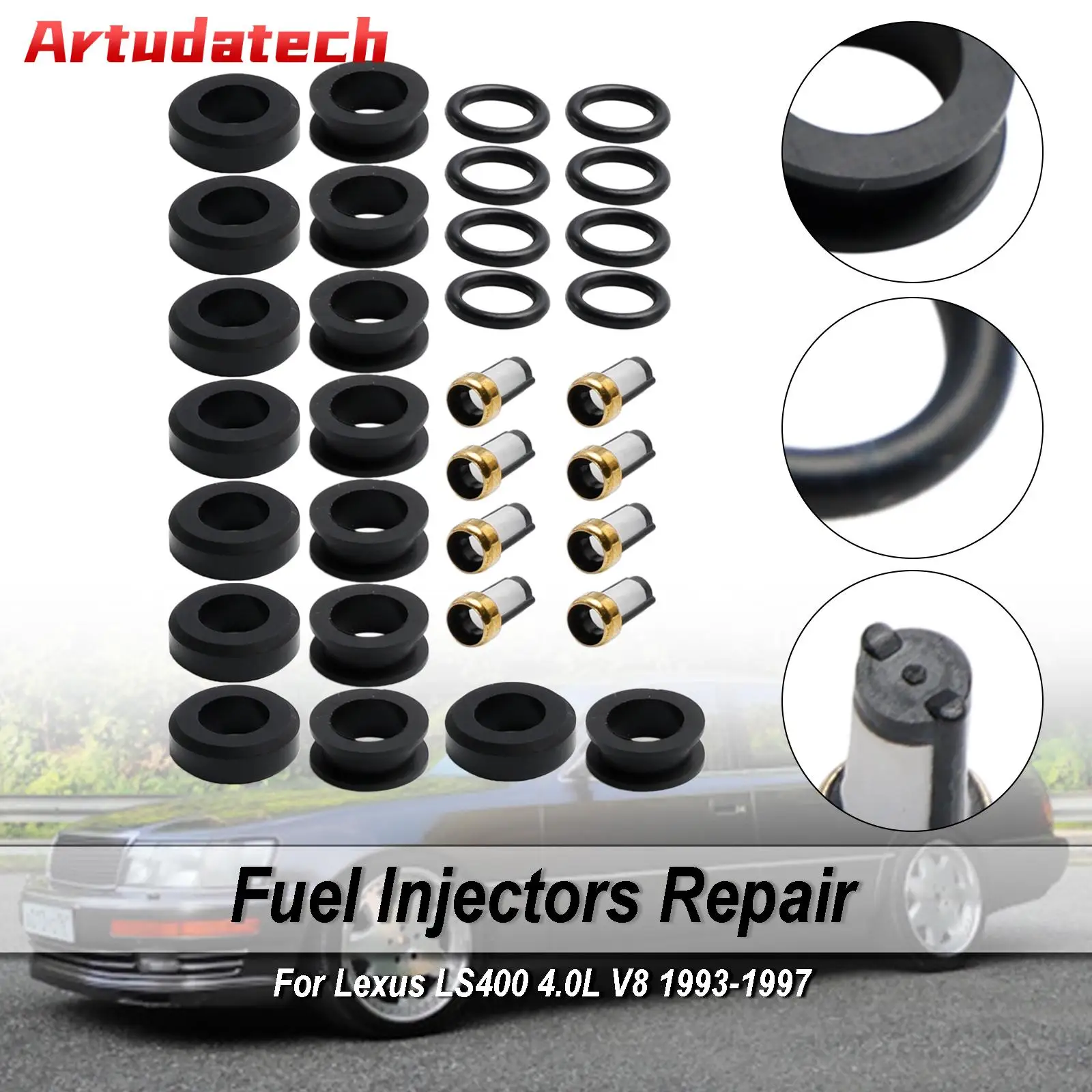 Artudatech Fuel Injector Repair Kits 23250-50020 Fit Lexus LS400 SC400 4.0L V8 1992-1997 LS 400 SC 400