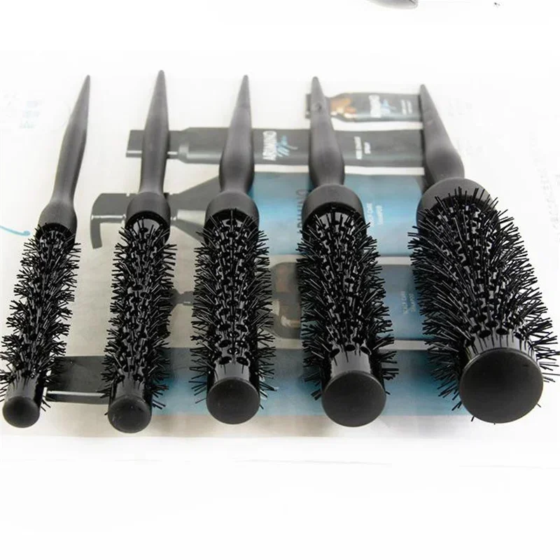 빗 Hair Comb Professional Black Round Hair Comb Hairdressing Curling Hair Brushes Nylon Tube Round Comb Salon Styling Tools