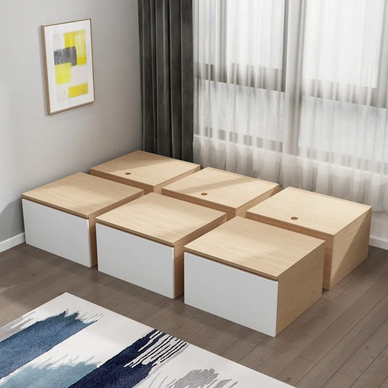 Small apartment tatami bed 1.2 meters combined storage box storage box wooden box bed saving space Rubik\'s cube customization