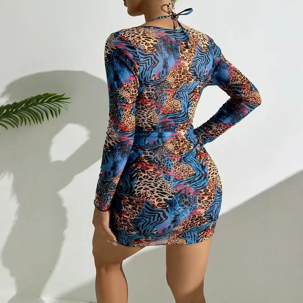 Summer Deep V Neck Holiday Swimwear Sexy Skinny Bodycon Dress Hollow Out Sexy Swim Suit 2025 Matching Set New Products Underwear