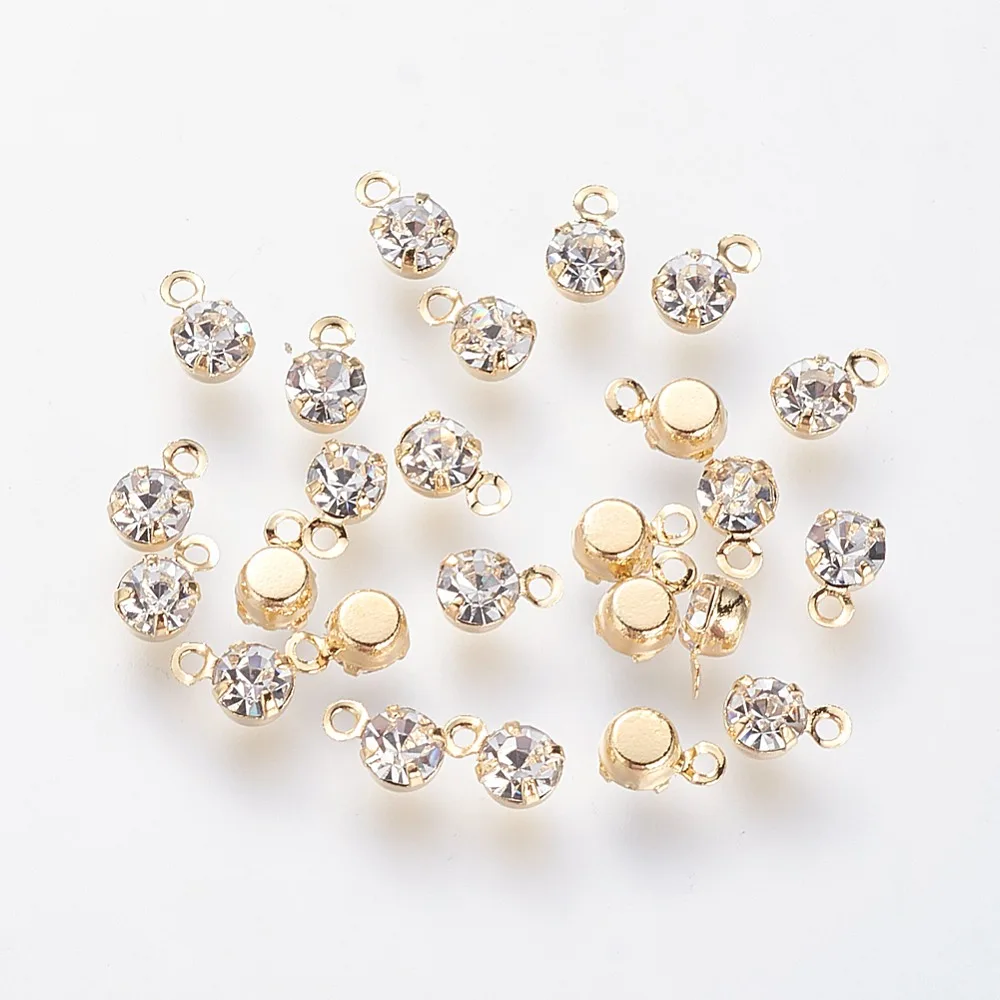 

100pcs Brass Rhinestone Nickel Free 5.5x3.5x2.5mm Hole: 1mm