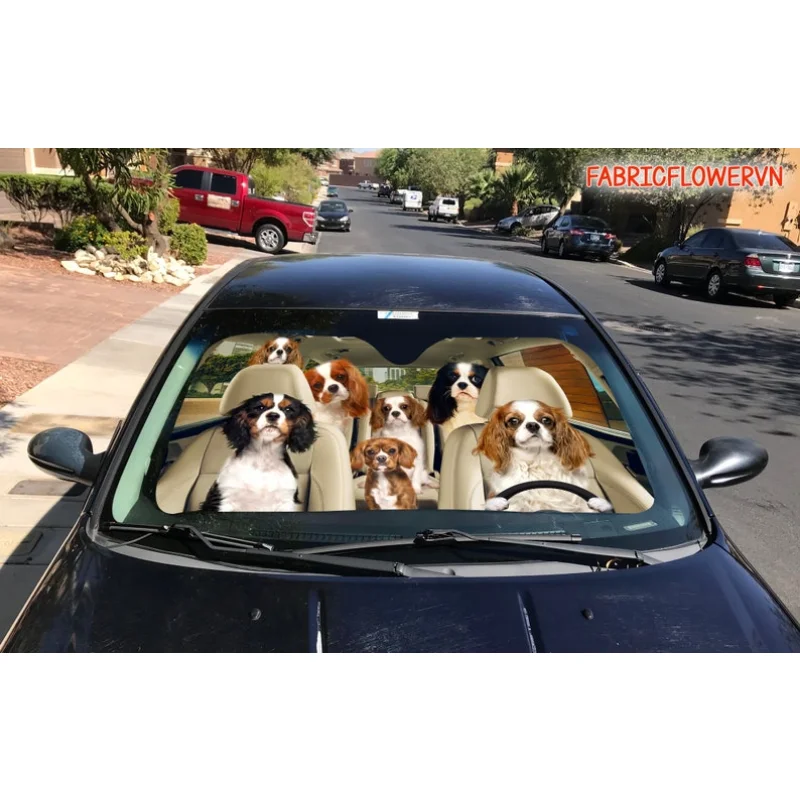 Cavalier King Charles Spaniel Car Sunshade, Dog Car Decoration, Dog Windshield, Dog Lover Gift, Dog Car Sunshade, Gift For Mom,