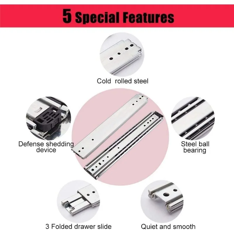 Heavy Duty Drawer Slides 36 Inch, Full Extension Ball Bearing Side Mount 500 Lb Heavy Duty Drawer Slides, 2-1/16