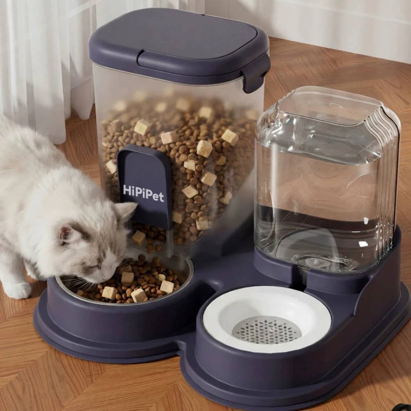Pet Water Dispenser & Food Feeder Combo, Large Capacity Automatic Drinking Bowl, Anti-Slip Moisture-Proof Feeding Set