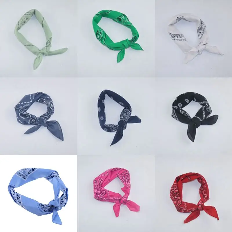 54x54 ซม.สีสันสดใส Unisex Cotton Bandana Headwrap Hip Hop Dance ผ้าพันคอกีฬา