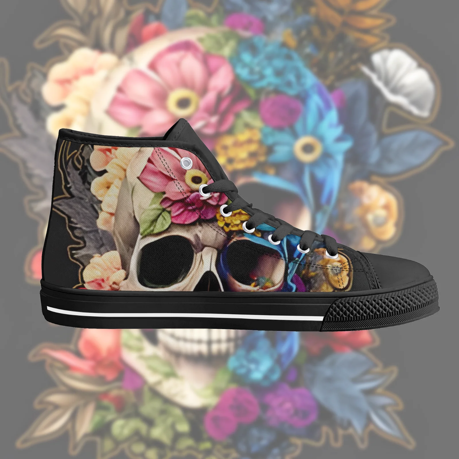 

Custom Shoes Gothic Skull Prints Classic High Top Canvas Shoes for Boys Girls Vulcanized Shoes Flats Sneakers Footwears