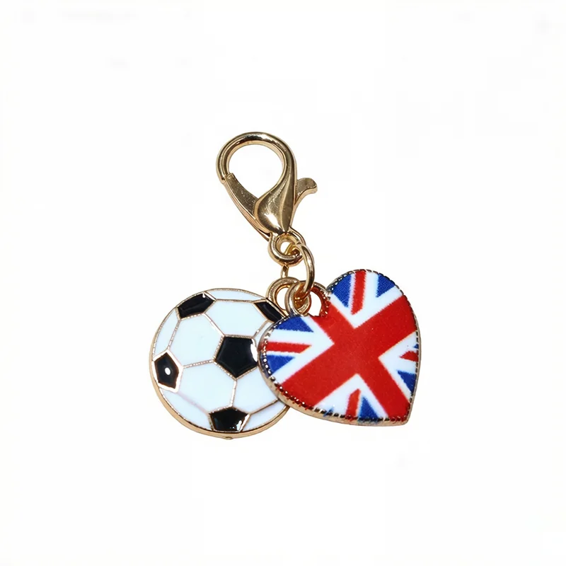 10pcs Enamel Football National Flags of Countries Heart Charms Pendant  with Lobster Clasp DIY Jewelry Making Accessories view 6