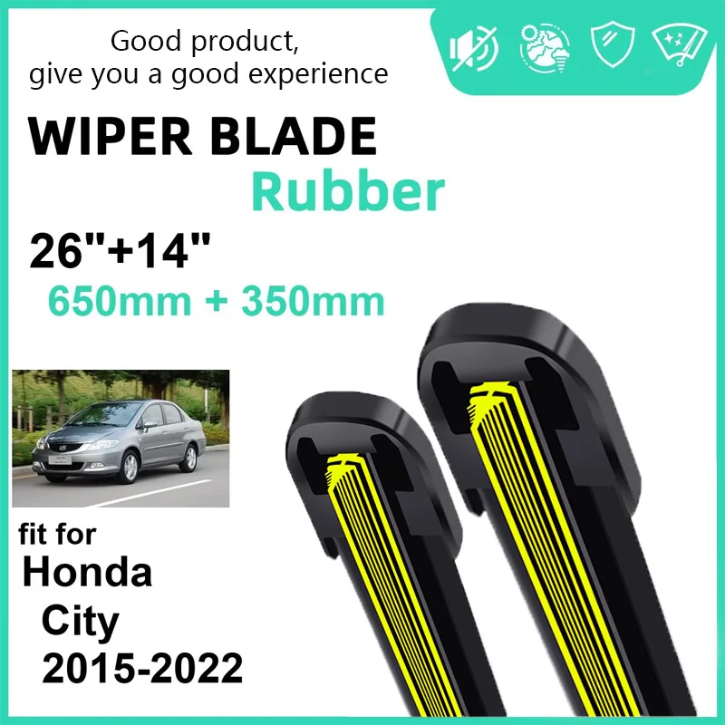

Car Wiper for Honda City 2015-2022 26" + 14" Front Wiper Blades Brushes Cutter Accessories 2017 2018 2019 2020 2021 2022