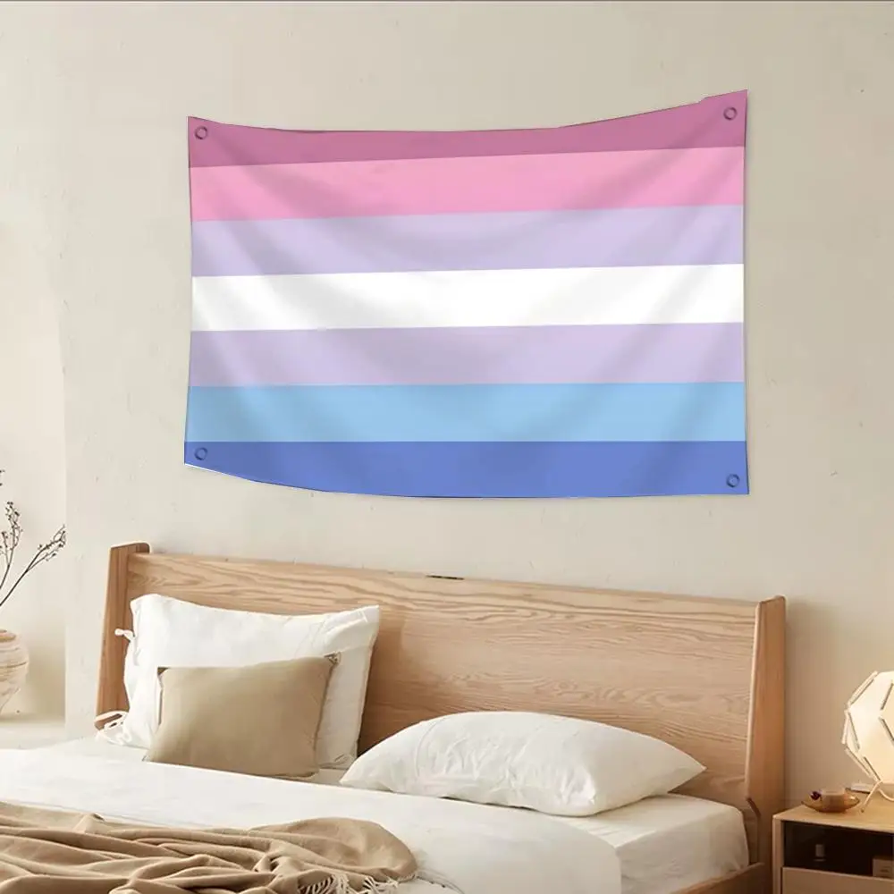 LGBTQ Bigender Pride Flags Daily four rings hanging no edging for indoor use and outdoor decor easy hanging