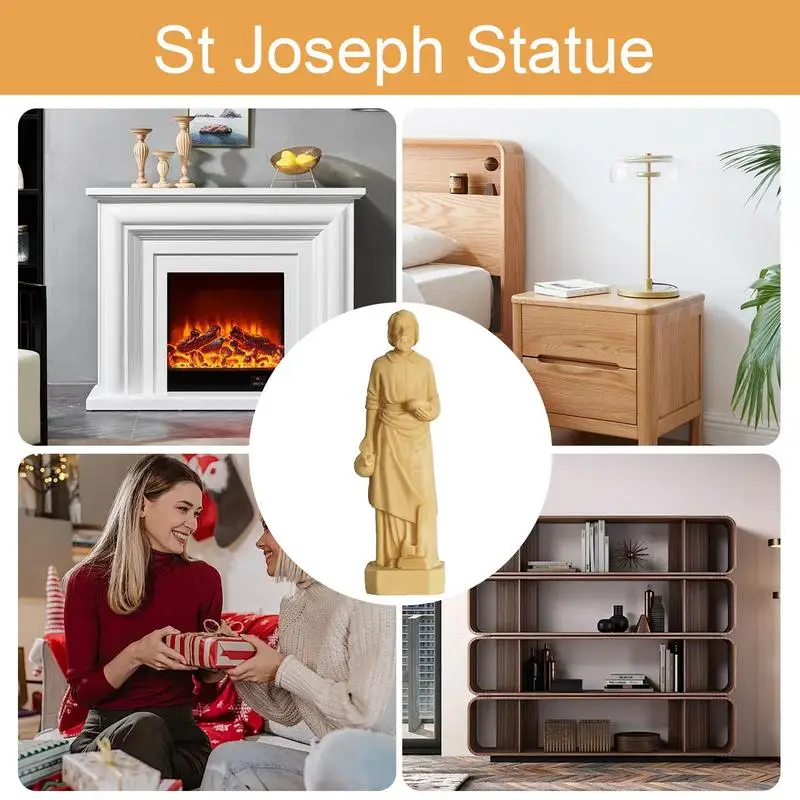 1pcs St Joseph Statue Figurine Ornaments House Hand-Painted Resin Figurines Crafts Statue For Bedroom Garden Living Room Decor