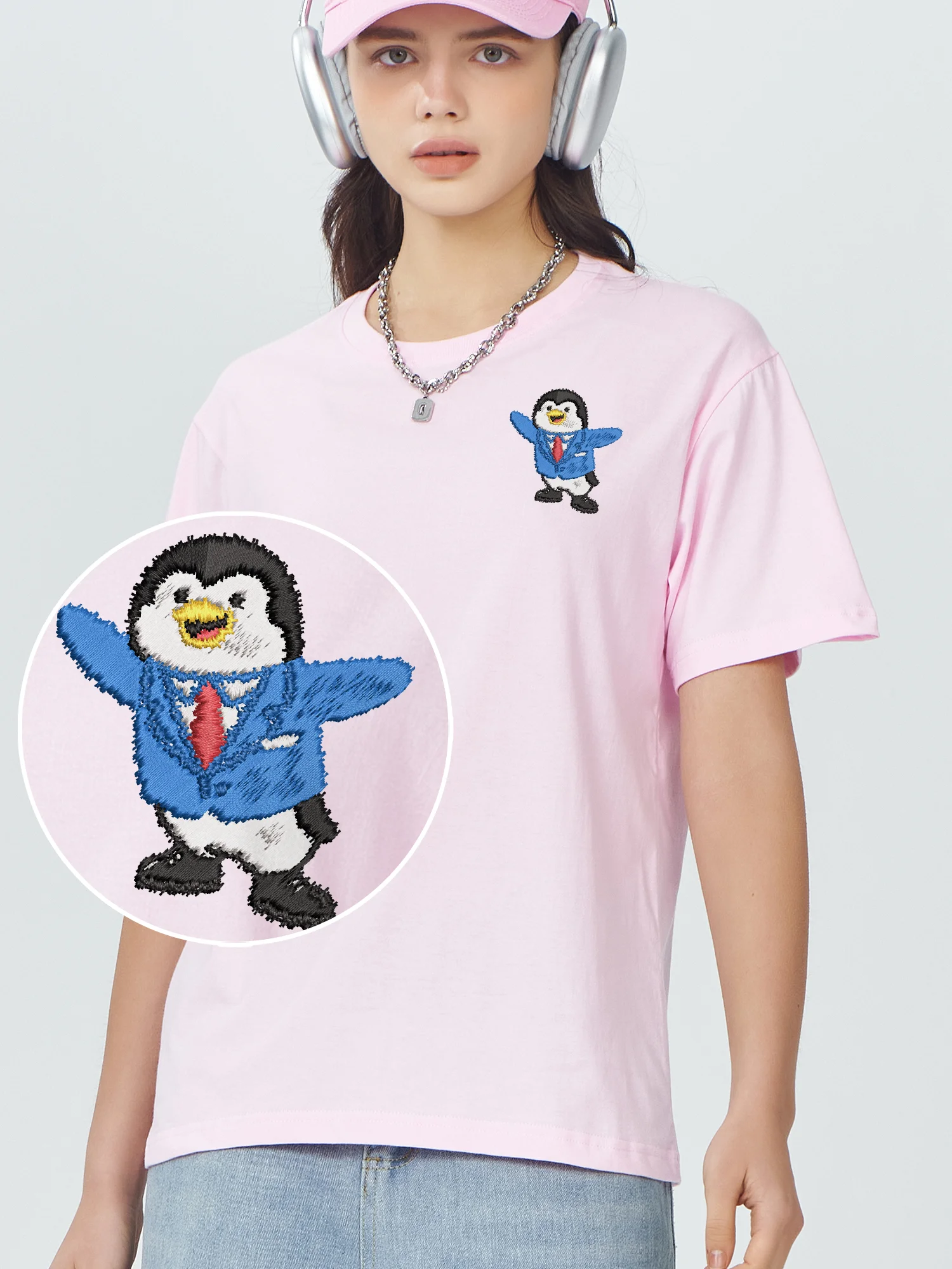 

Newest Men Women Embroidered T-Shirt Penguin Wear Suits Cotton Comfort Oversized Funky Embroidery Clothes​