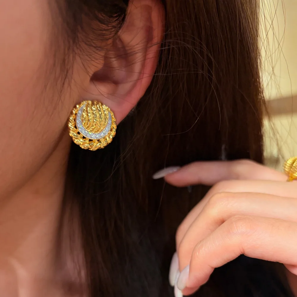AETEEY S925 Sterling Silver Twisted Stud Earrings Thick 18K Gold Plated Light Luxury Stackable Women Ear Jewelry