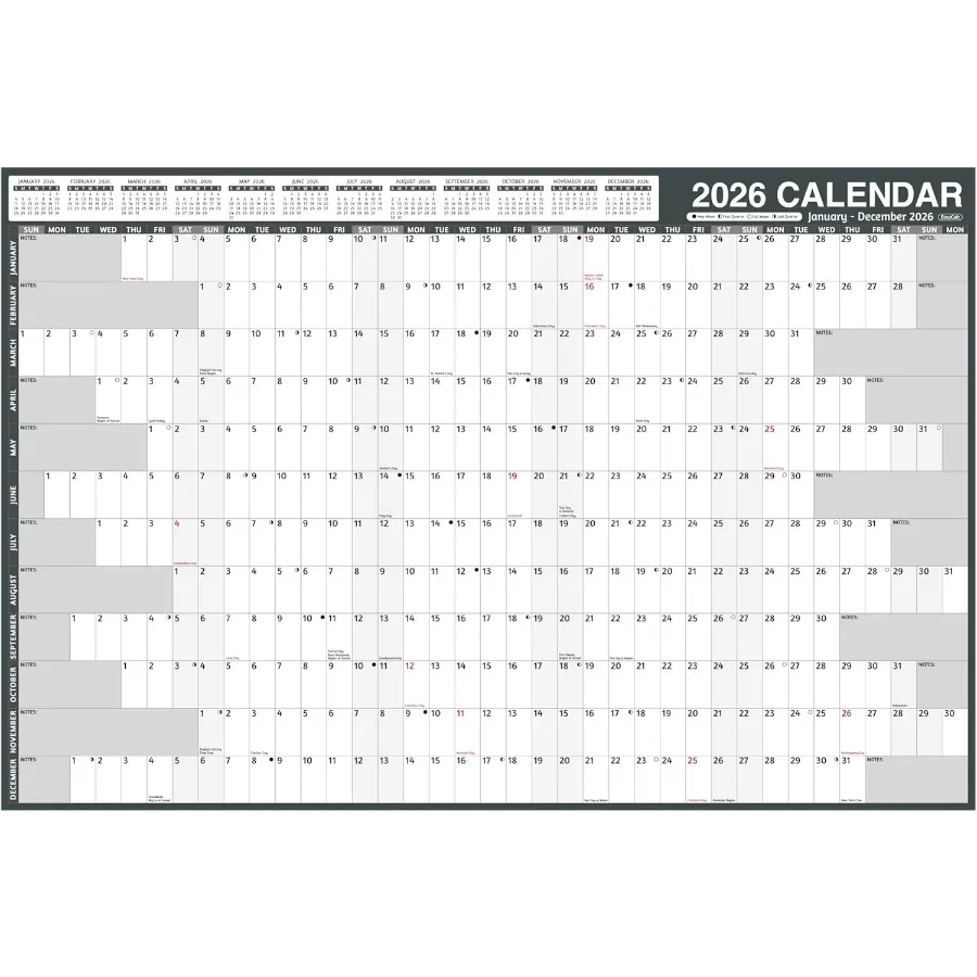 

2026 Yearly Wall Calendar - Large Yearly Calendar 2026 Jan 2026 - Dec 2026 38.2" x 25.2" Open 2026 Calendar 12 Month Yearly Wal