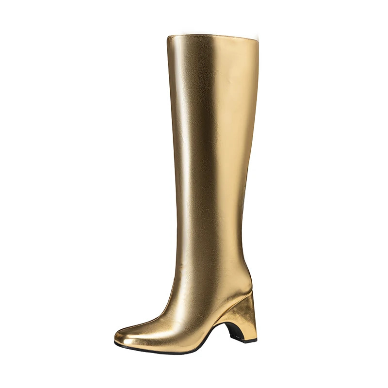 

womens fashion boots Fashionable high-heeled square toe design women's boots winter boots for women simple and elegant