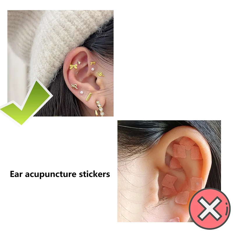 20 بقع القلب فراشة القوس حجر الراين الأذن نقطة ملصقات الأذن ضغط عصا الوخز بالإبر الخرز المغناطيسي الأذن ملصق #5