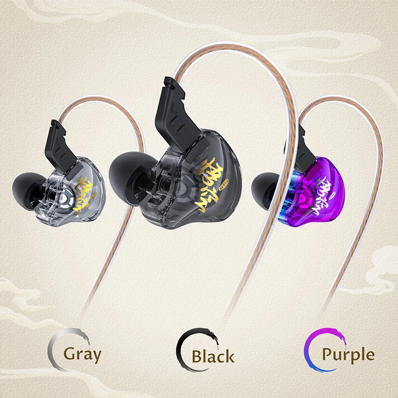 KBEAR MONKIE K01 In Ear Earphones For Sleeping 3.5mm 4N OFC IEM Cable Hifi Monitor Gaming Wired Headphone With Mic Sport Headset