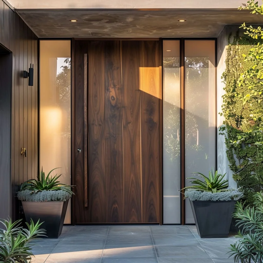 Porte in alluminio con rottura termica Porta battente esterna moderna per villa con venature del legno per porta d'ingresso di sicurezza domestica del cortile della casa