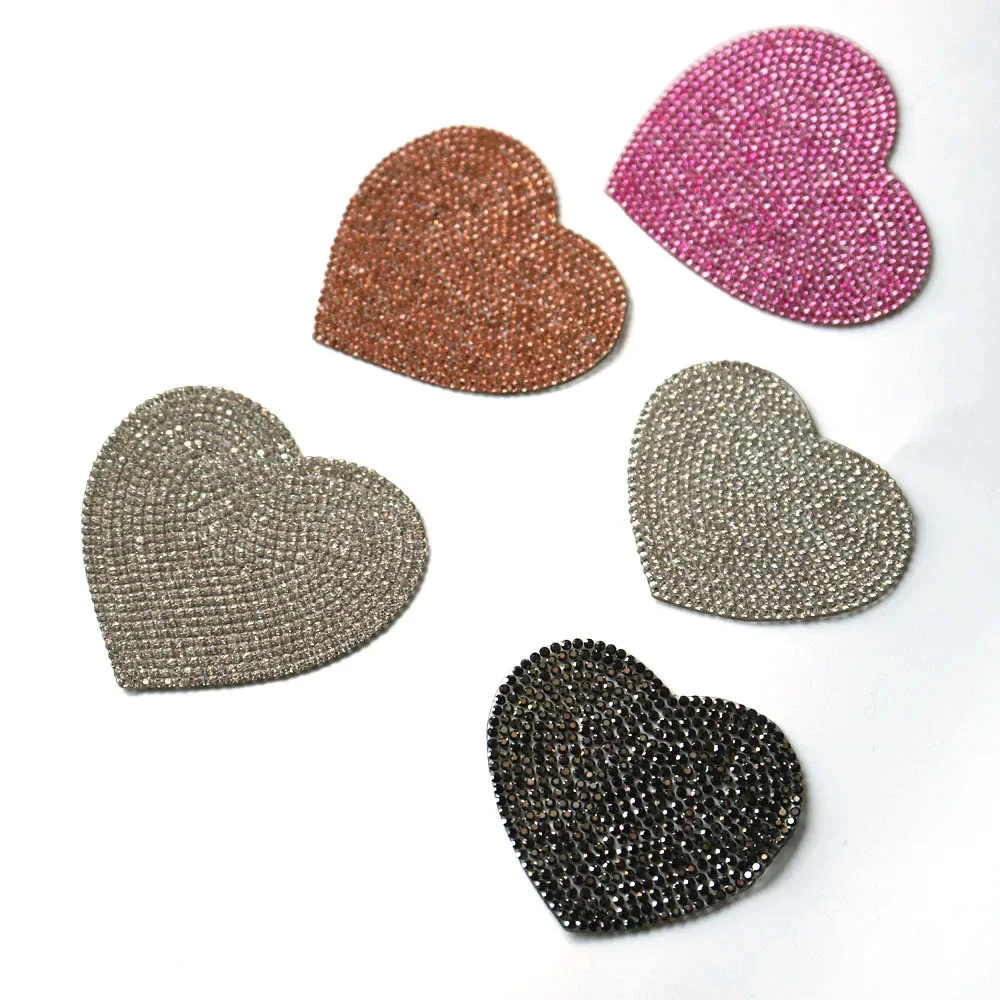 1pc Bling Rhinestone hotfix heart Patches for Clothing Iron on Clothes Appliques Badge Stripes Pentagram Sticker DIY