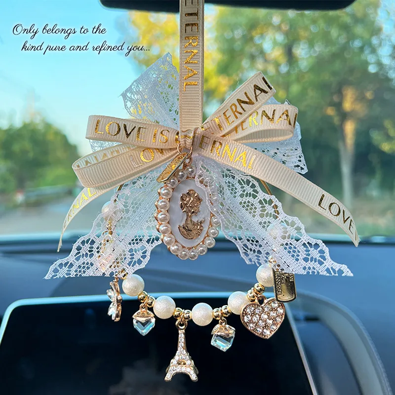 

Internet celebrity car pendant bow interior mirror pendant Fashion goddess car car pendant