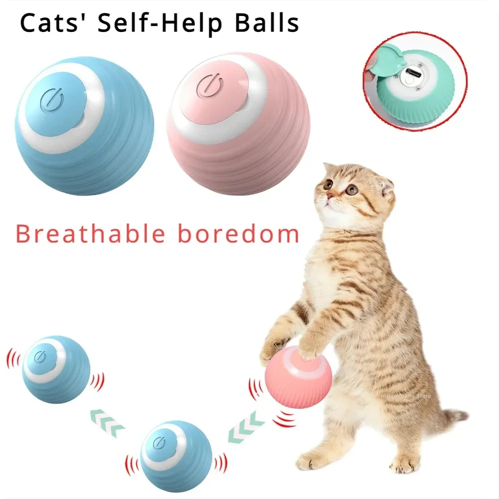 Intelligent Cats Toy Ball Thing for Cats Bouncing Rolling Ball Toy Interactive Automatic Movement With LED Light Pet Accessories