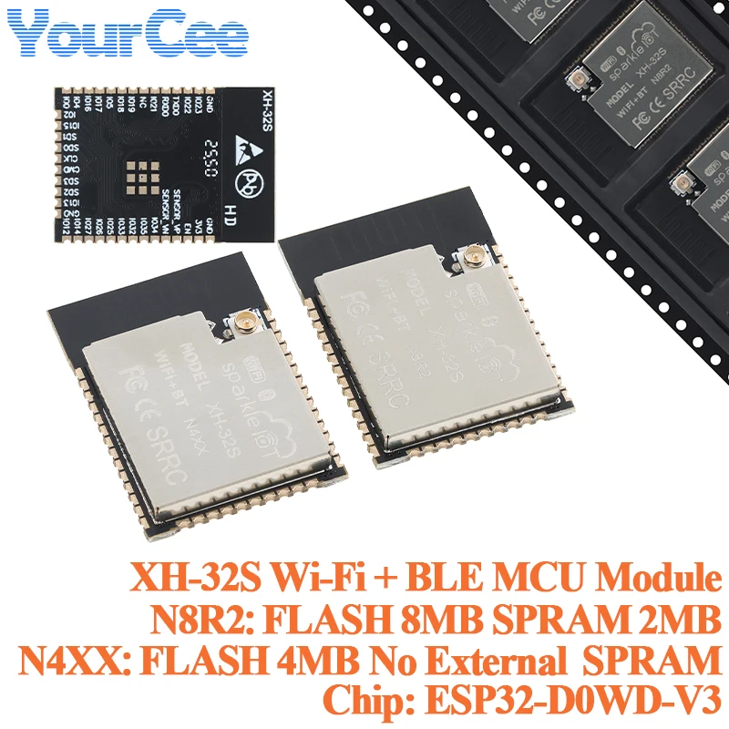10PCS/1PC XH-32S N8R2 N4XX Wireless Wi-Fi + BLE Module ESP32-D0WD-V3 32-bit MCU Module Compatible with ESP 32D 32E 32UE 32U