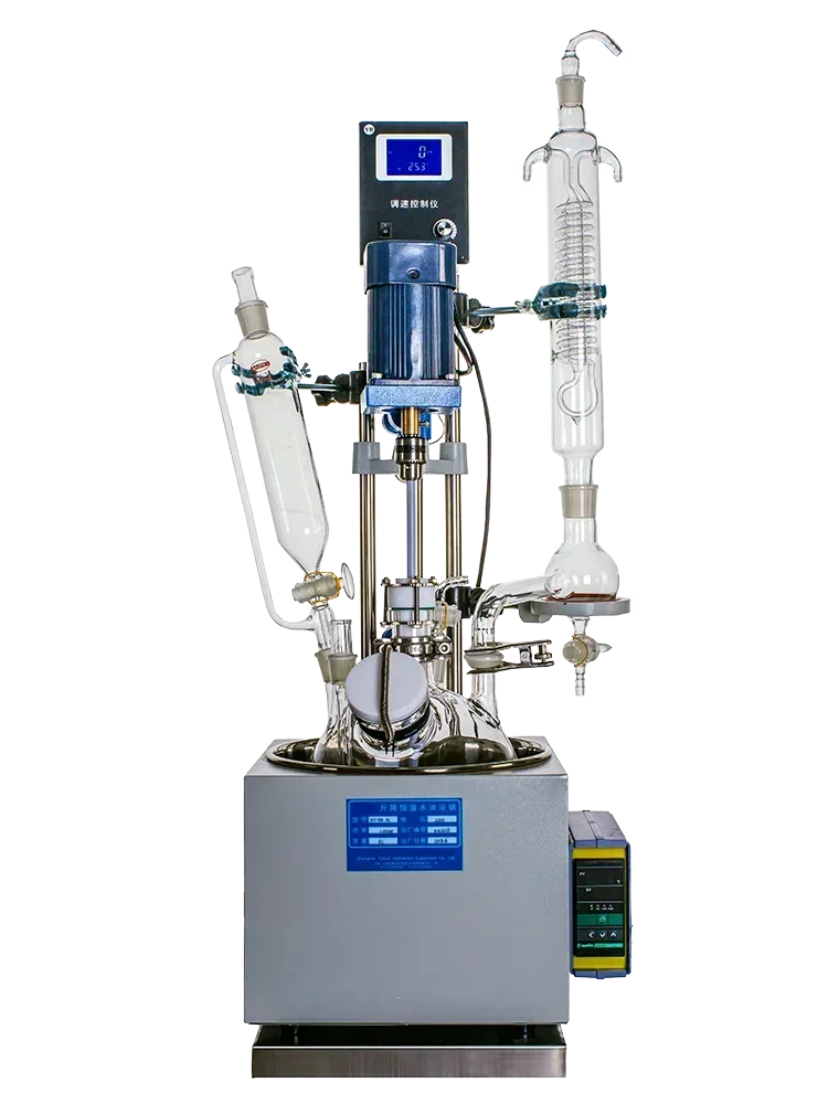 Single-Layer Glass Reactor | Lab Small Heating & Stirring Integrated Distiller 1L/2L/3L/5L
