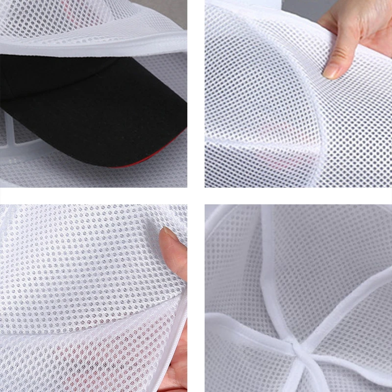 Unisex Baseball Cap Mesh Anti-deformation Cleaner Protector Cover for Laundry Machine Hat Shaper Storage Bag with Plastic Rack