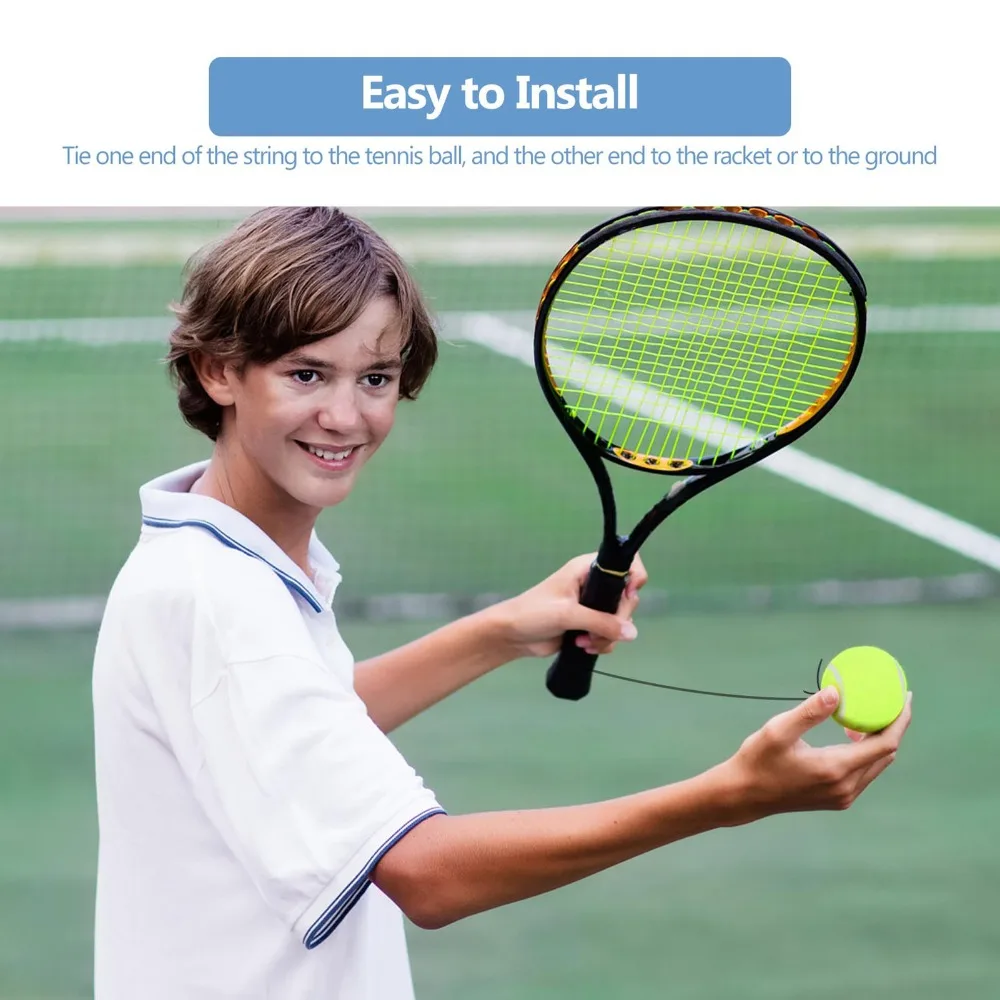 Elastic String Tennis Training Ball Adjustable Rope Tether Ball Tennis Trainer Ball Yellow Practice Tennis Ball Single Practice
