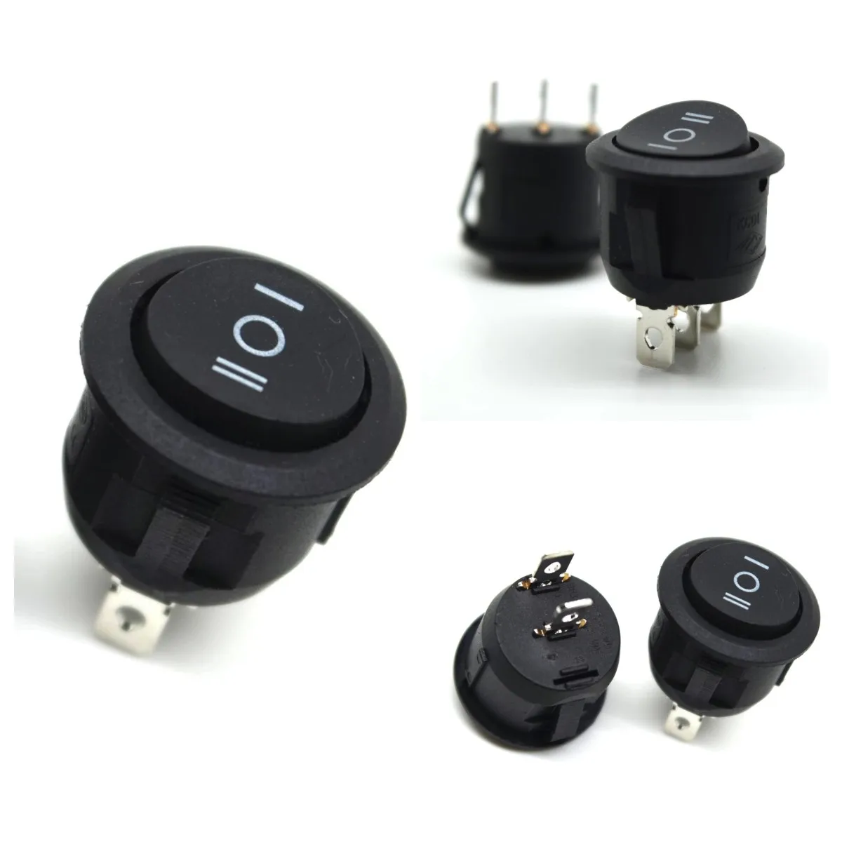 10 PCS ON/OFF 20MM Diameter Round Rocker Switch Car Dashboard Dash Boat Switches 6A 250V /10A 125V KCD1-105 2/3PIN Switch Copper