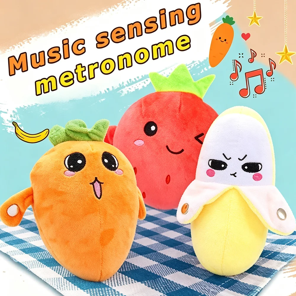 Top Selling Fruit Sensing Rhythm Piano Plush Toy Banana Strawberry Orange Singing And Dancing Early Education Music Puzzle Toy