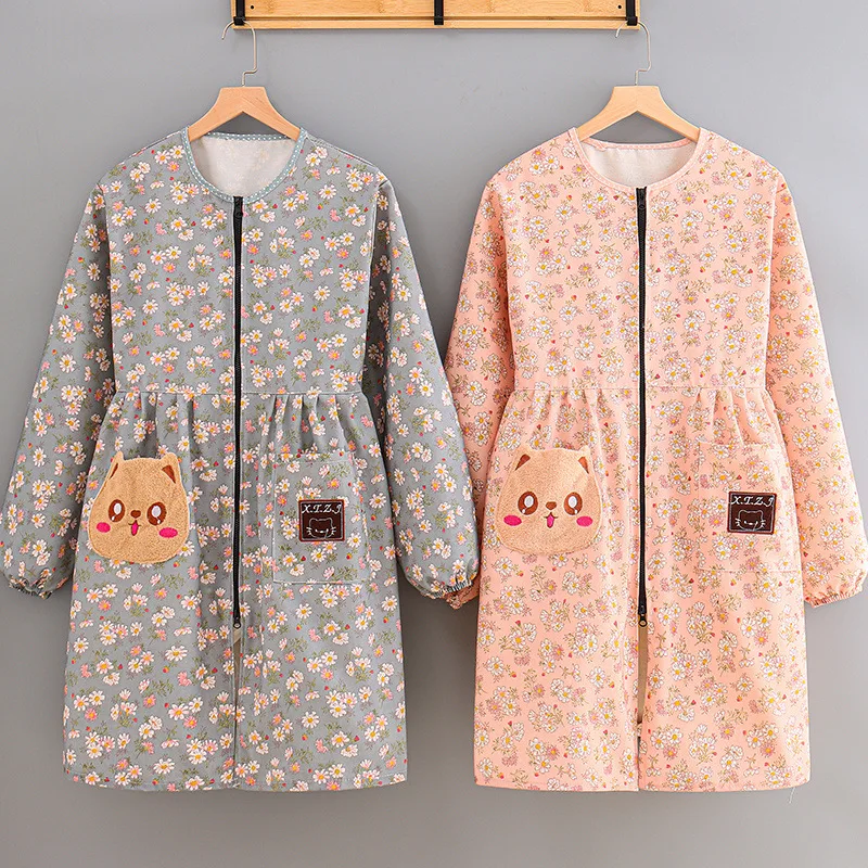 

New Long Sleeve Hoodie for Women's Kitchen Home Cooking Apron Anti Stain and Wear Resistant Work Clothes Work Resistant to Dirt