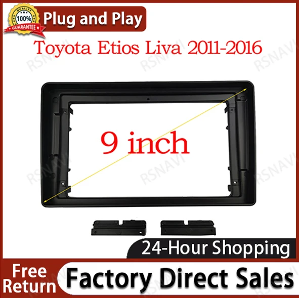 2 Din 9 Inch Car Radio Installation DVD GPS Mp5 Plastic Facia Panel Frame for Toyota Etios Liva 2011-2016 Dash Mount Kit