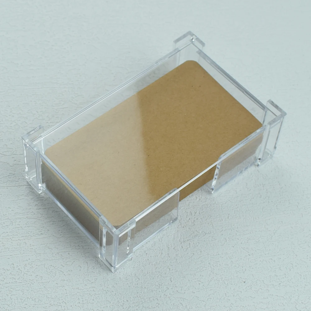 حامل بطاقات عمل لسطح المكتب من الأكريليك الشفاف مع غطاء قلاب، صندوق رف مكتب شفاف، حامل عرض للتخزين واللوازم المكتبية