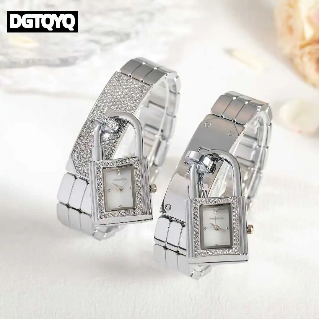 

Женские серебряные наручные часы со съемным замком и бриллиантами, инкрустация стразами, браслет, кварцевые часы для женщин, reloj para mujer часы женские