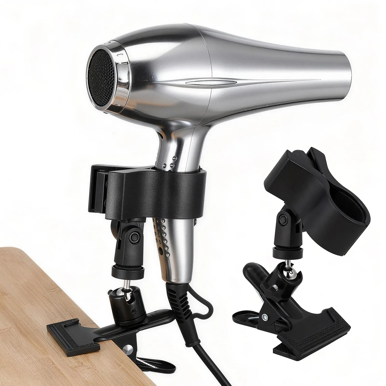 

2Pcs Adjustable Hair Dryer Holder Stand 360 Rotating Hands Free Mount for Countertop Drying Station Multi Function Blow Dryer