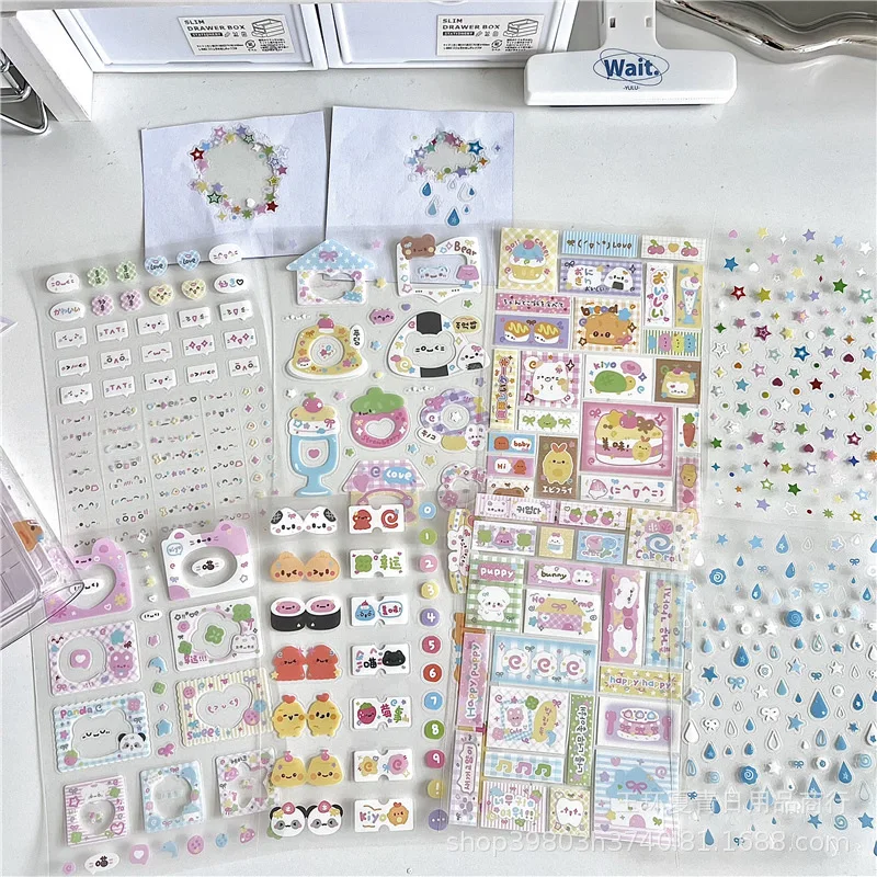 

8pcs/lot Ins Kawaii Decorative Stickers for Scrapbooking Cute Journal Sticker Stationery