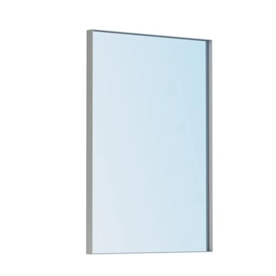 

Silver Bathroom Mirror 18 x 26 Inch Square Corner Rectangle Nickel Metal Framed Bathroom Vanity Mirrors for Wall Modern 1/4-inc