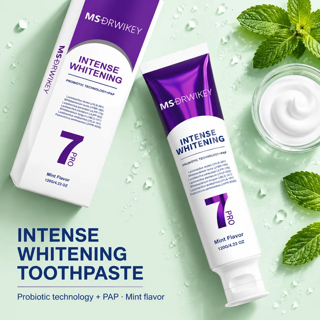 7 Probiotics Whitening Toothpaste Intense Stain Removal Fresh Breath Gentle Gum Care for Women Men Sensitive Gums Daily Use