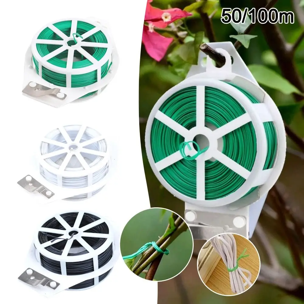 20/50/100m Garden Cable Ties Plant Climbing Lines Flower Plant Support Strap Tie Plant Bundle Iron Wire Plant Twist Ties