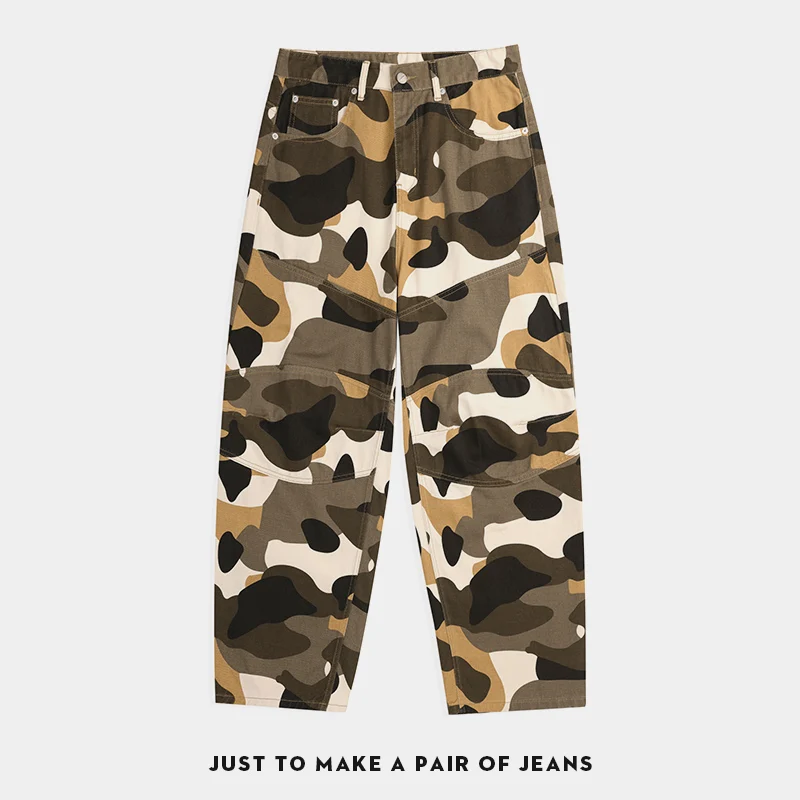 

3613 High Street high-end vintage camouflage men's American casual vintage old design jeans