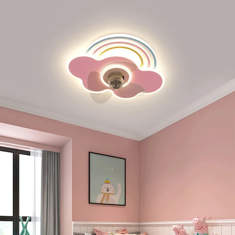 Fan Lamp Cloud Eye Protection Ceiling Fan Lights Modern Children\'s Bedroom Ceiling Fan Lamp