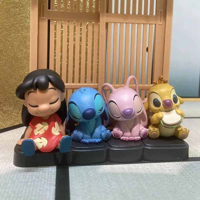 Interstellar Baby Lilo and Stitch Side by Side Sewing Corner kawaii Reuben Action Anime figurine model toy desktop car ornament